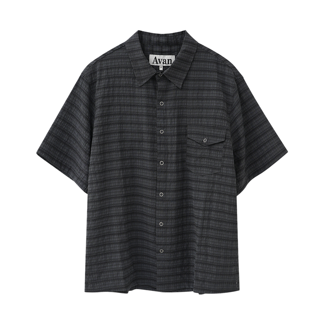 어반드레스 보이드 체크 스냅 숏슬리브 셔츠 차콜(Avandress Void Check Snap Short-Sleeve Shirt Charcoal)