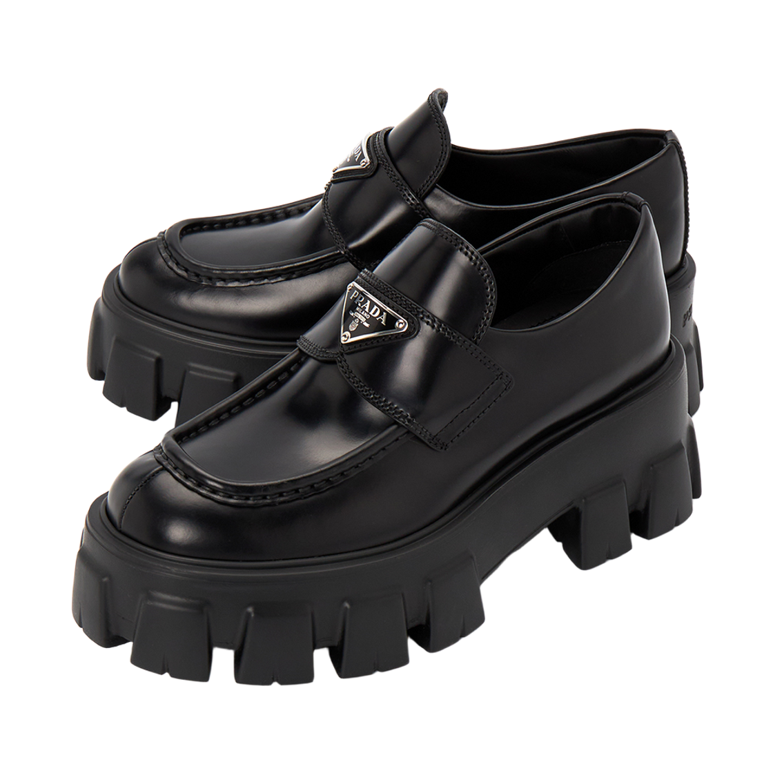 [17% 쿠폰] (W) 프라다 브러쉬드 레더 모놀리스 로퍼 블랙([17% 쿠폰] (W) Prada Brushed Leather Monolith Loafers Black) - 2