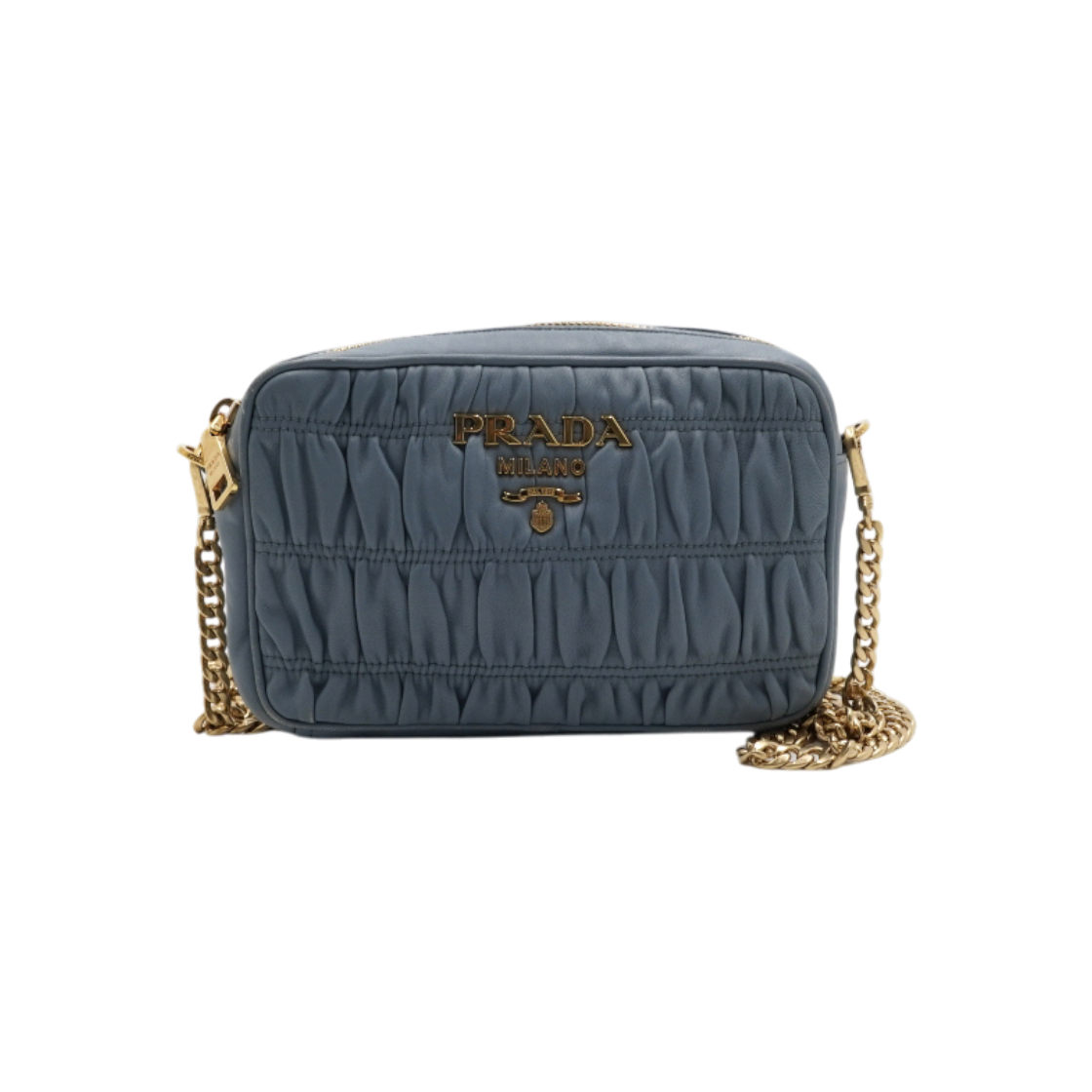 IT8F5G5H3IDT Prada 1BH112 Napa Gauffre Gold Logo Chain Camera Crossbody Bag