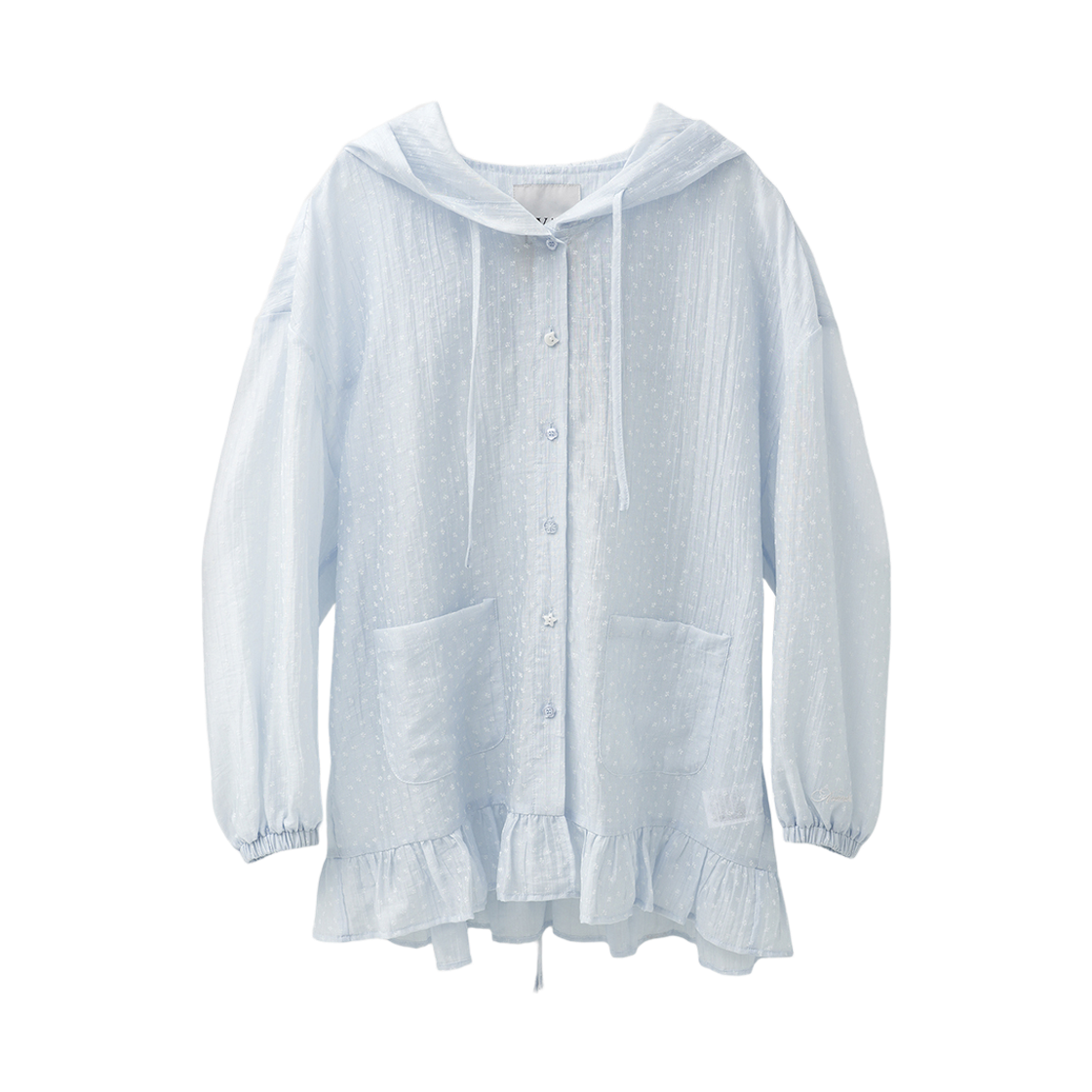 어반드레스 페탈 프릴 리오셀 후드 셔츠 블루(Avandress Petal Frill Lyocell Hood Shirt Blue) - 1