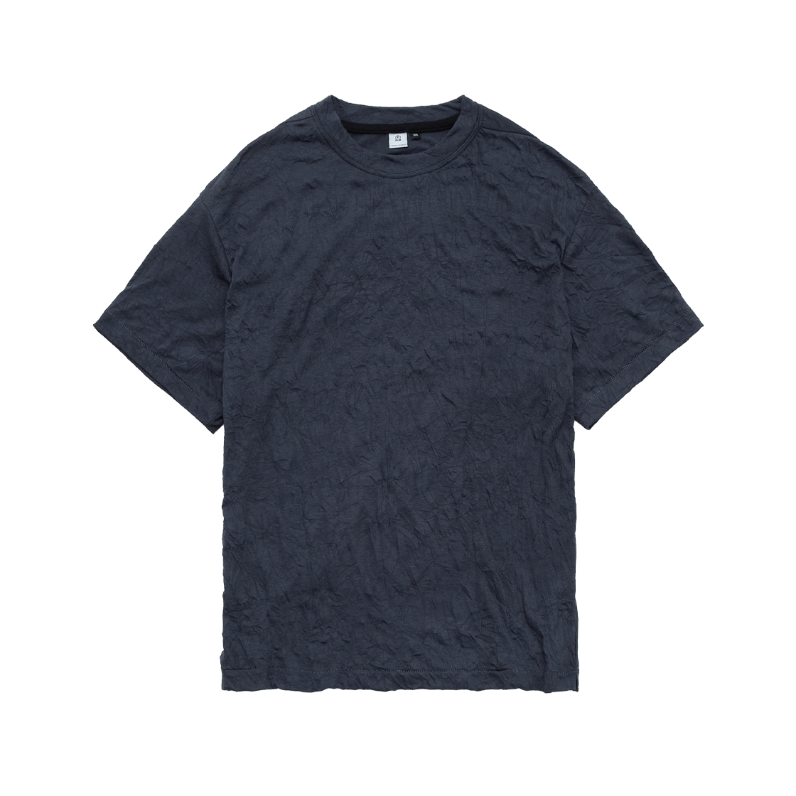 폴리테루 크리즈드 티셔츠 차콜 네이비(Polyteru Creased T-Shirt Charcoal Navy)