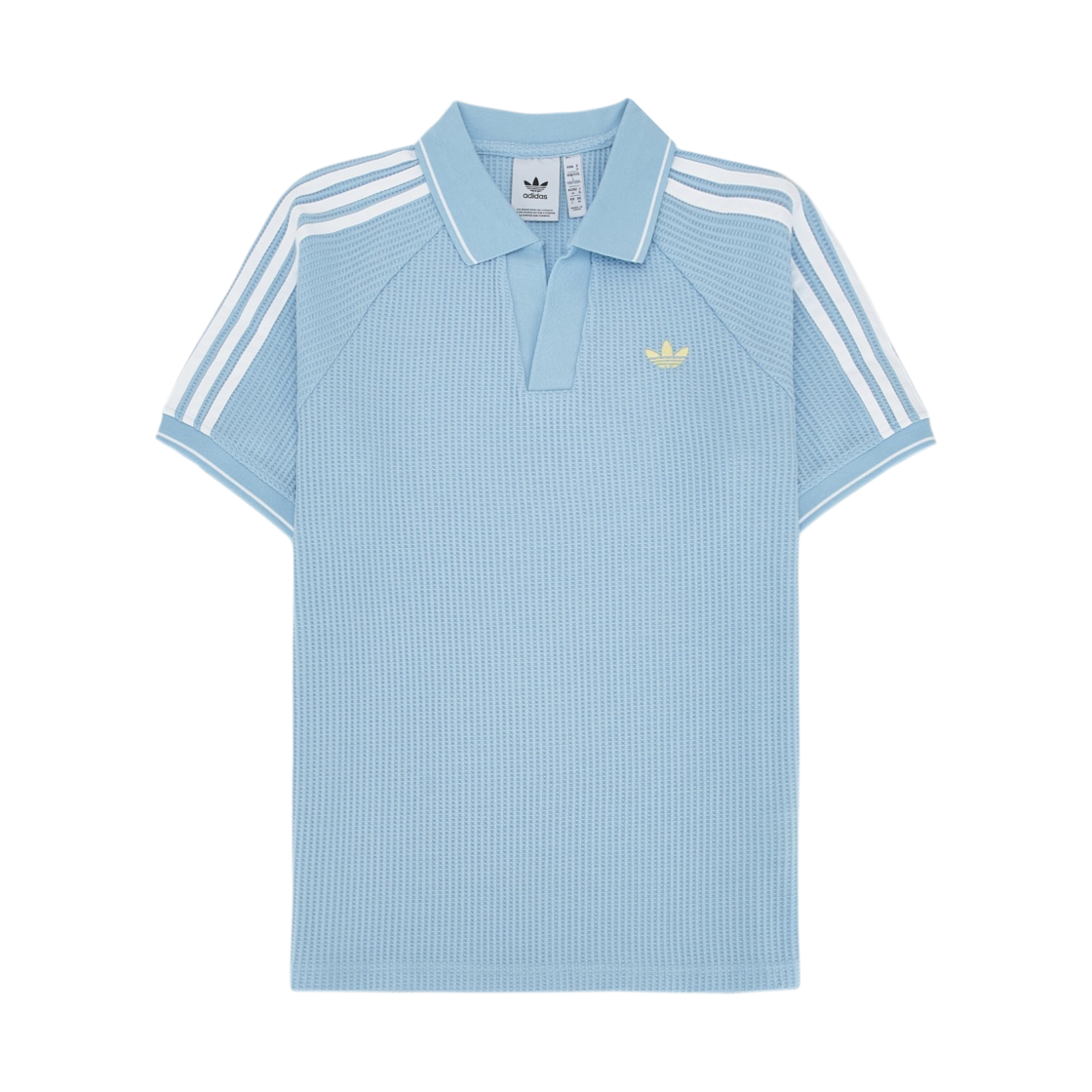KC0690 Adidas Originals Waffle Knit Polo Shirt Clear Sky Almost Yellow - US Sizing