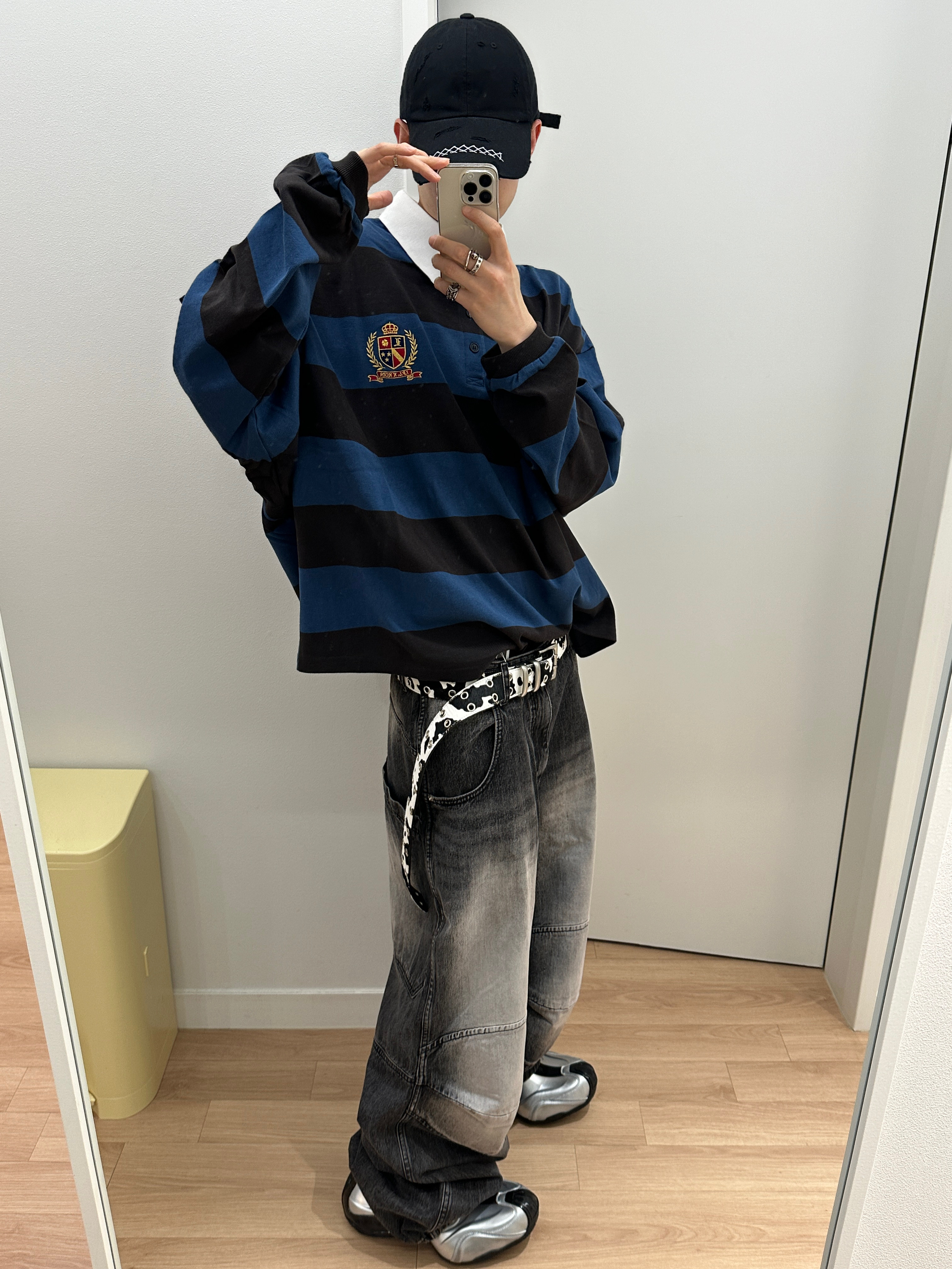 Junne A08 IX Logo Ball Cap Black, Kamien x MJD Double Hole Belt Oreo Calf Hair 착용 스타일 - 2