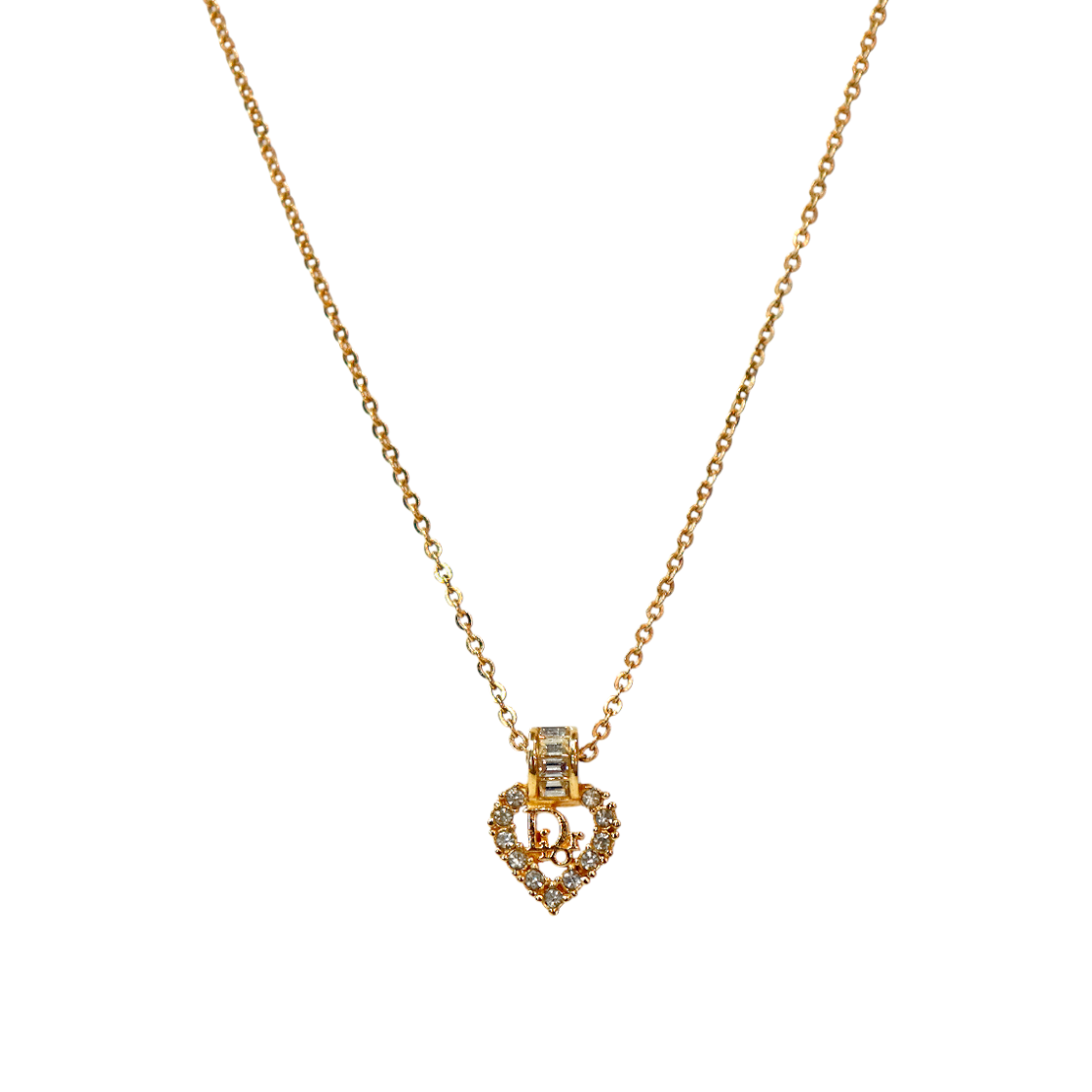 IT8V2MLWW9MS Dior Cubic Heart Oblique Gold Necklace A-B61064