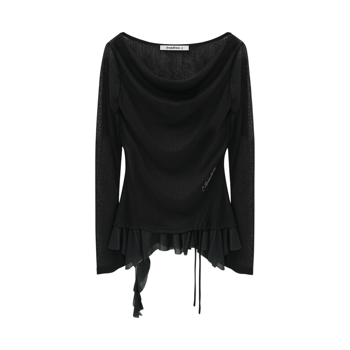 AD62TS09BK Avandress Aena Frill Drape Tee Black