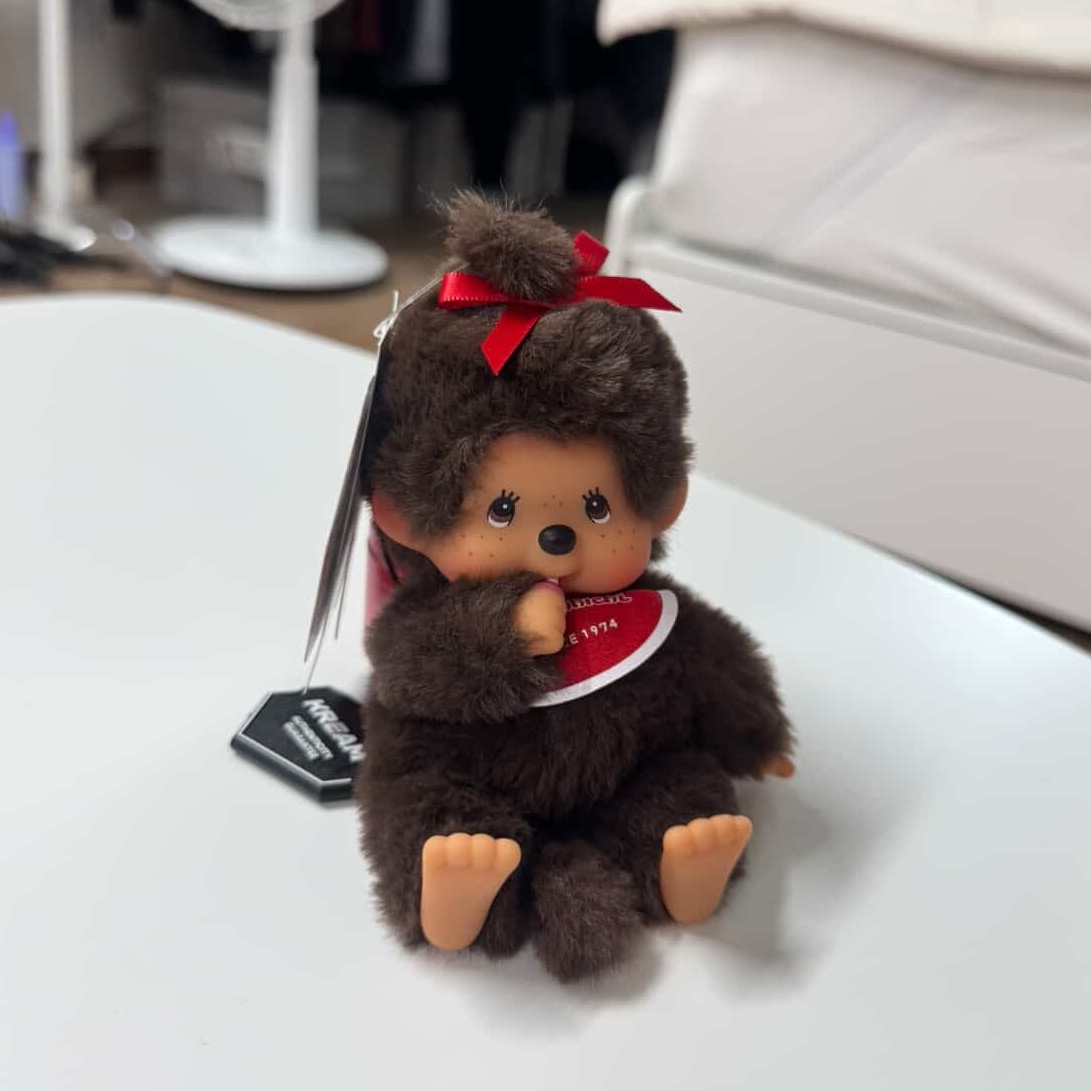 Monchhichi SS Girl Key Chain Brown 착용 스타일