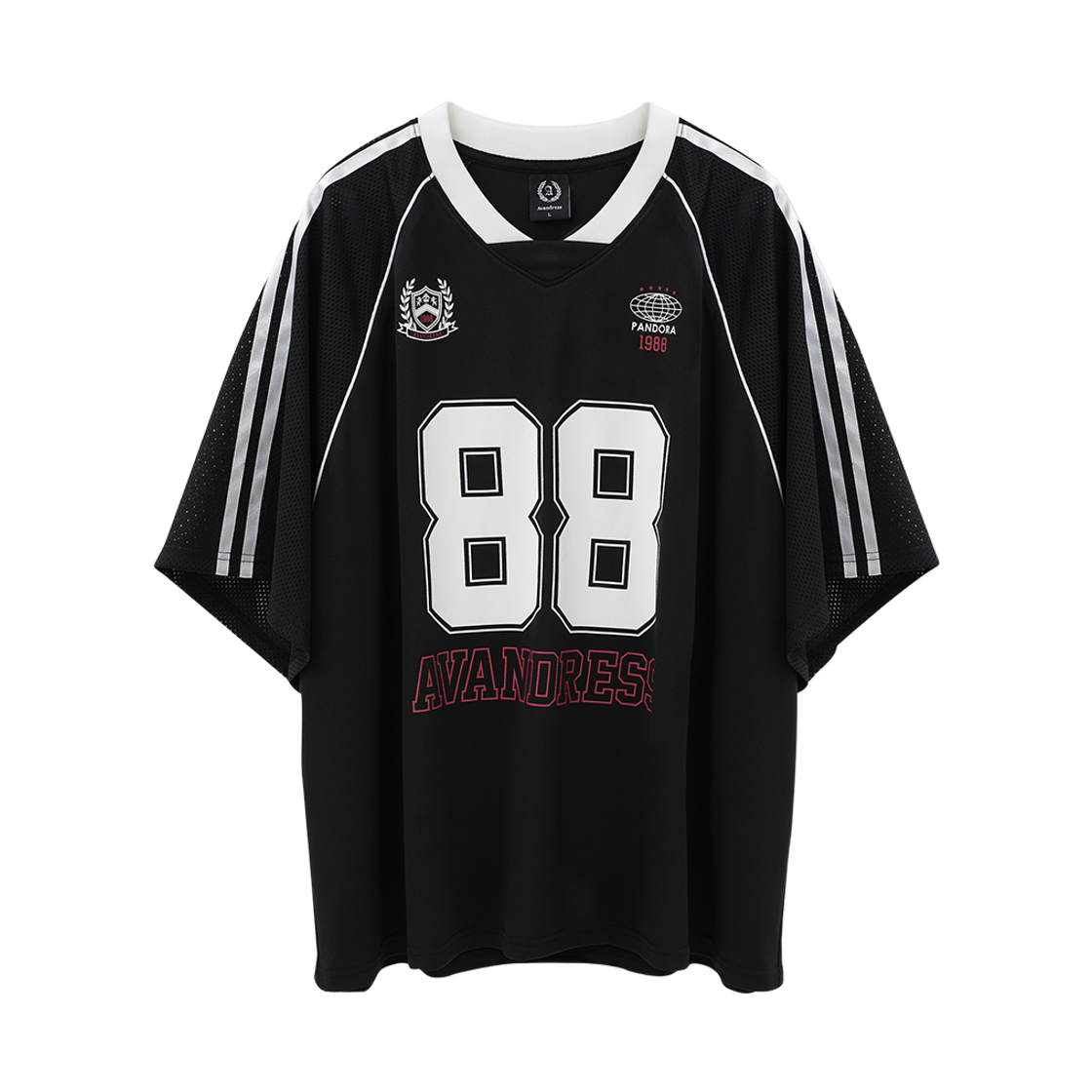 AV62TS52BK Avandress 88 Mesh Football Jersey T-Shirt Black