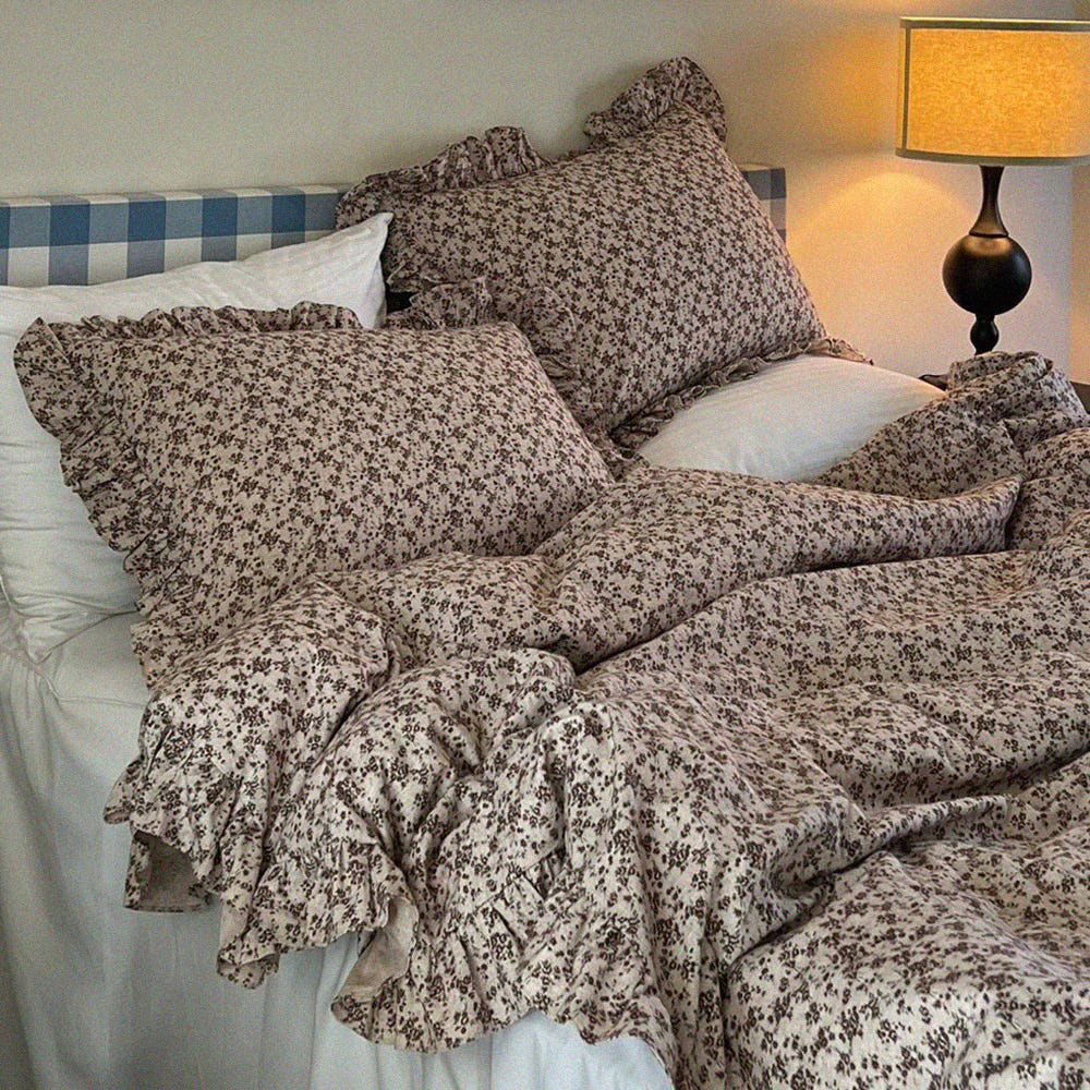 무성화 블루이즈더웜 꽃무늬 빈티지 프릴 순면 베개커버 40x60cm(MUSEONGHWA Blue Is The Warm Flower-Patterned Vintage Frill Pure Cotton Pillow Cover 40x60cm) - 2