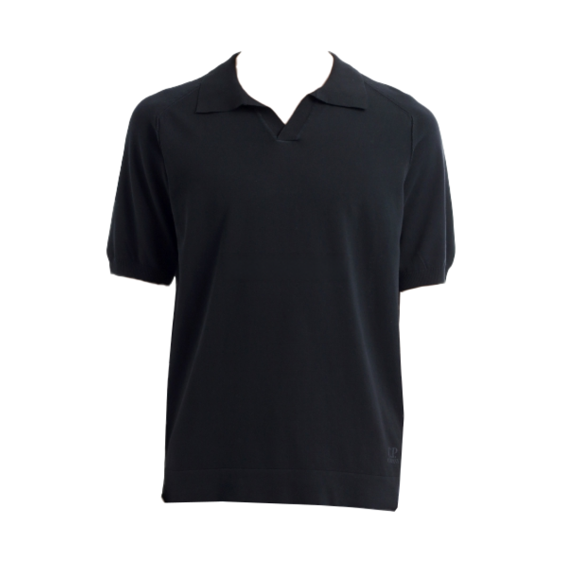 20CMKN104A006323O999 C.P. Company Cotton Crepe Short Sleeve Polo Sweater Black - 26SS