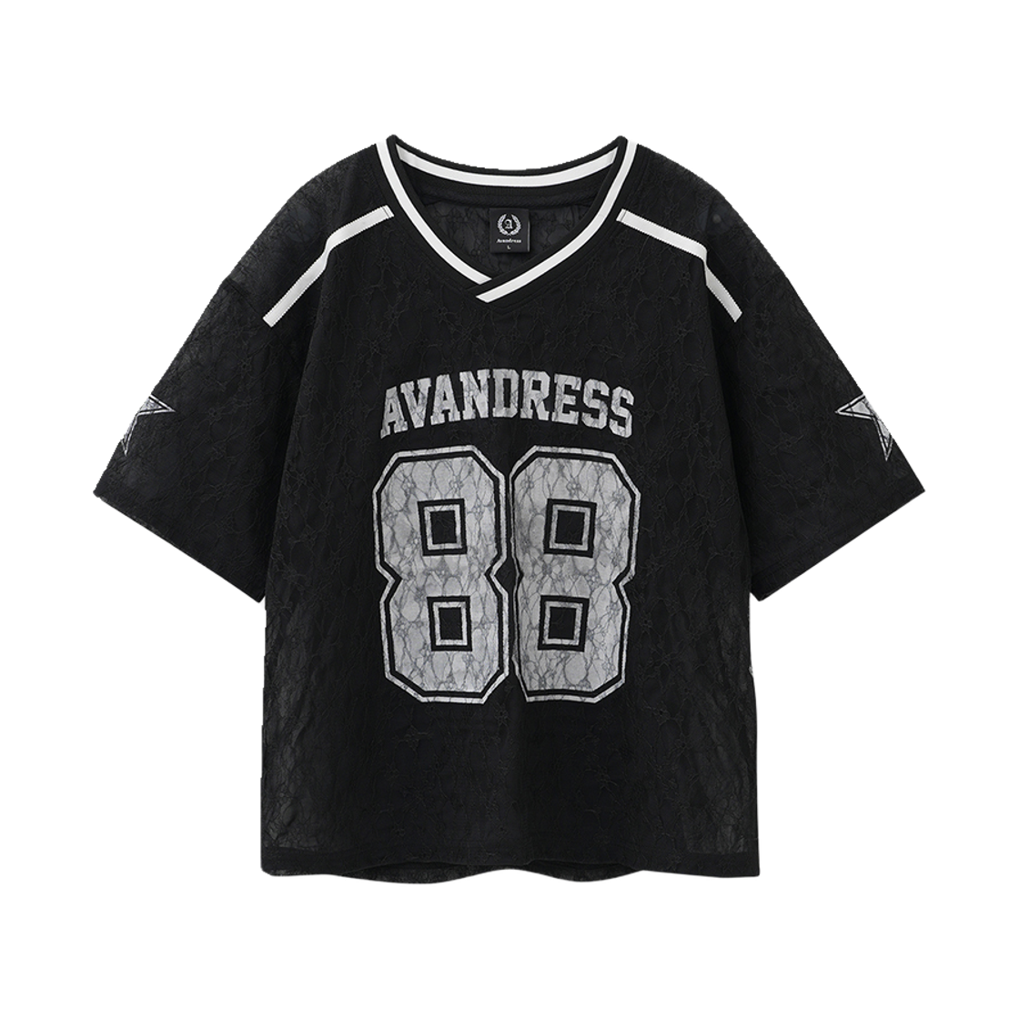 AV62TS53BK Avandress Ballerina Club 88 Football Jersey Lace T-Shirt Black