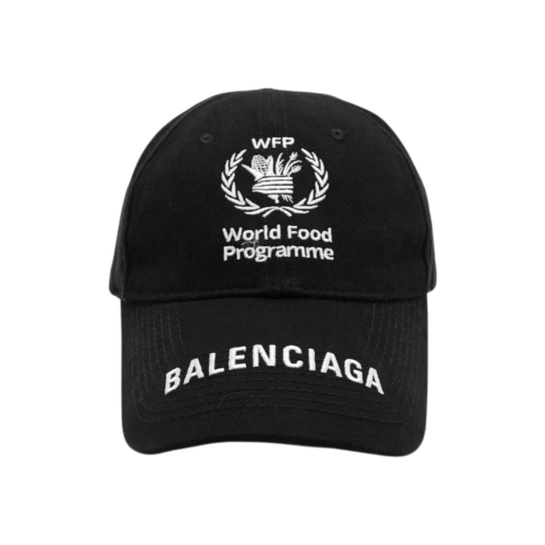 발렌시아가 블랙 코튼 WFP 로고 볼캡 모자aa65678(Balenciaga Black Cotton WFP Logo Cap) - 1