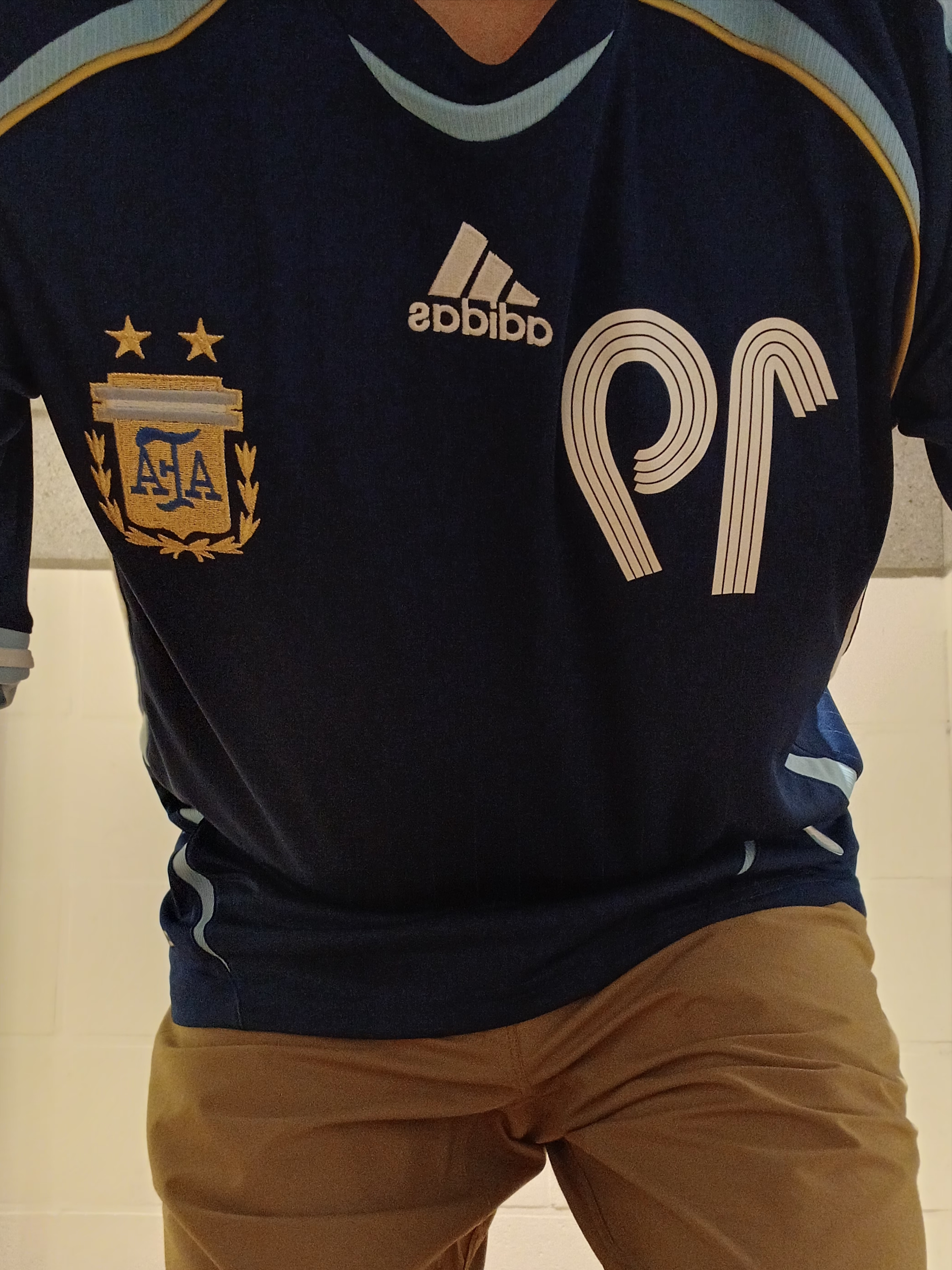 Adidas Argentina Away Jersey 2006 Dark Blue - US Sizing (Non Marking Ver.), Adidas Argentina Away Jersey 2006 Dark Blue - KR Sizing (Non Marking Ver.) 착용 스타일 - 2