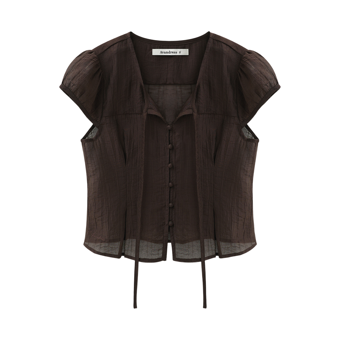 어반드레스 리오라 타이 블라우스 브라운(Avandress Liora Tie Blouse Brown)