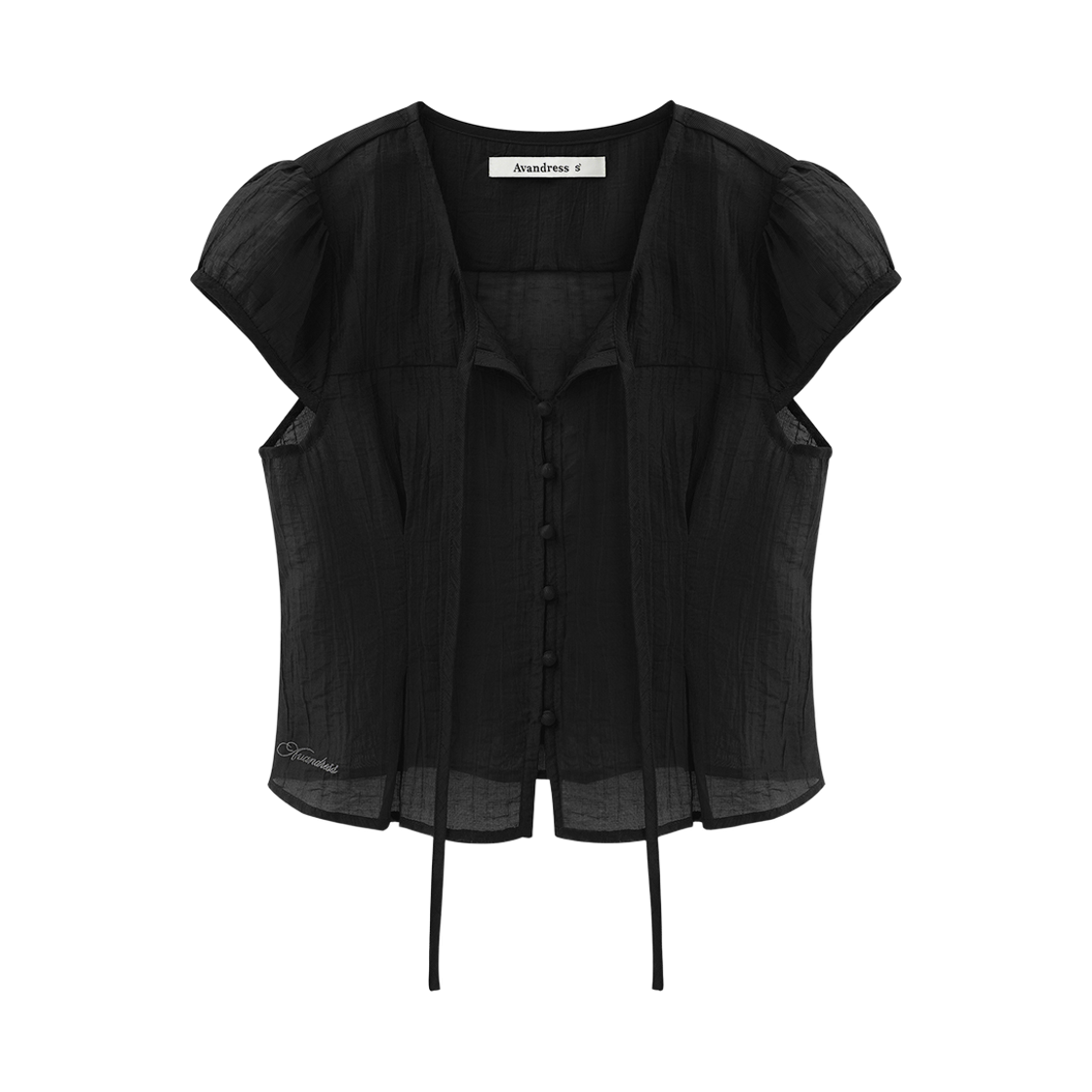 어반드레스 리오라 타이 블라우스 블랙(Avandress Liora Tie Blouse Black)