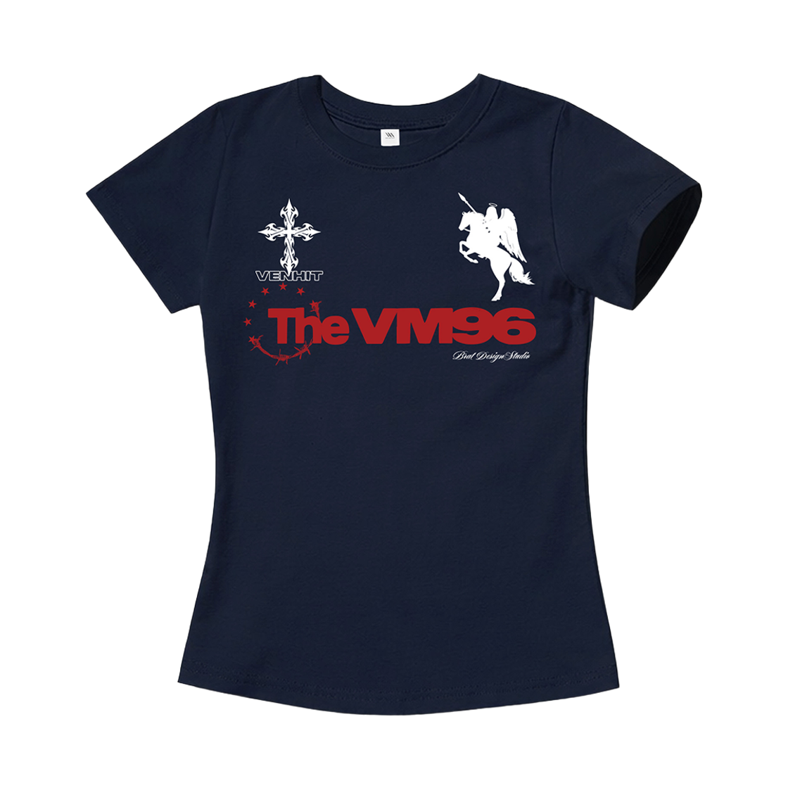 102428-0010 venhit THE VM96 Slim Fit Short Sleeve T-Shirt Navy