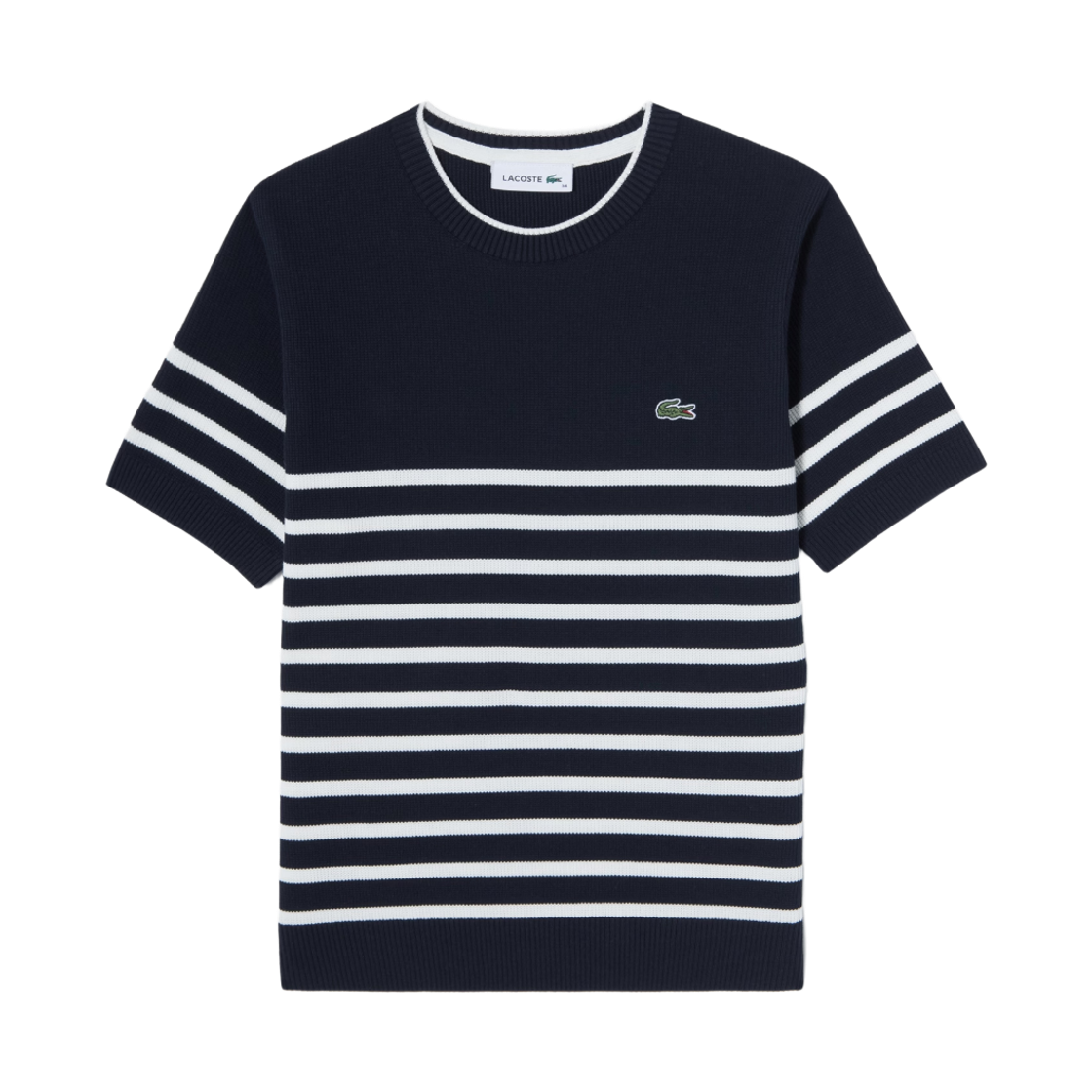 (W) 라코스테 스트라이프 숏슬리브 스웨터 블루((W) Lacoste Stripe Short Sleeve Sweater Blue)