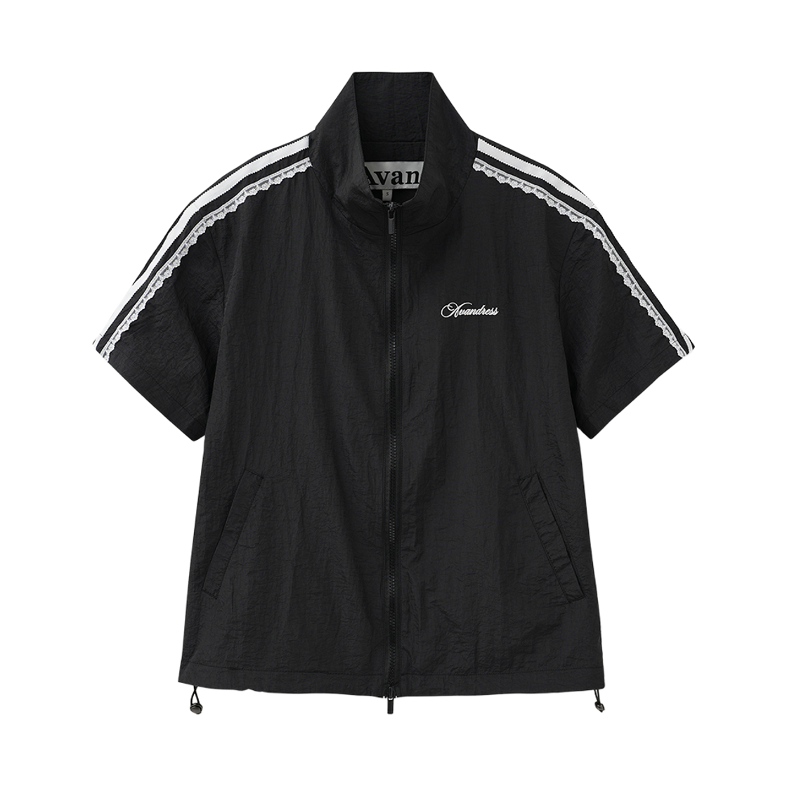 AD62JP01BK Avandress Lottie Line Half Sleeve Zip-Up Black