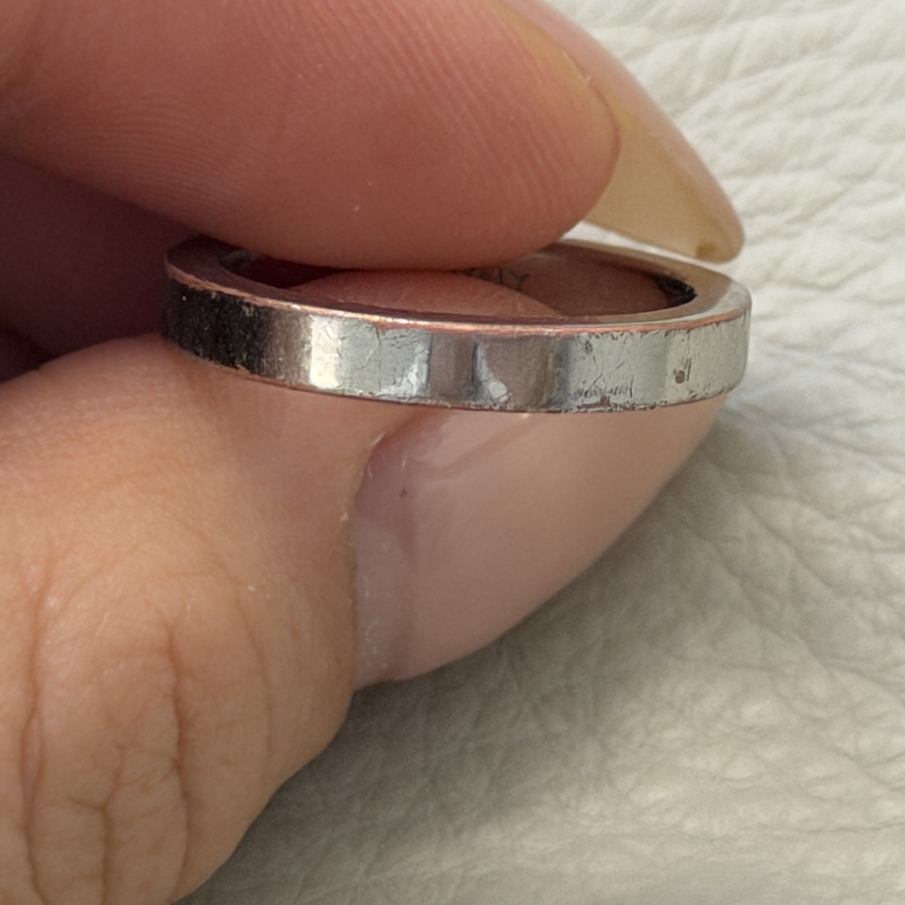 (W) MM6 Maison Margiela Numeric Minimal Signature Ring Silver Palladium 착용 스타일 - 2
