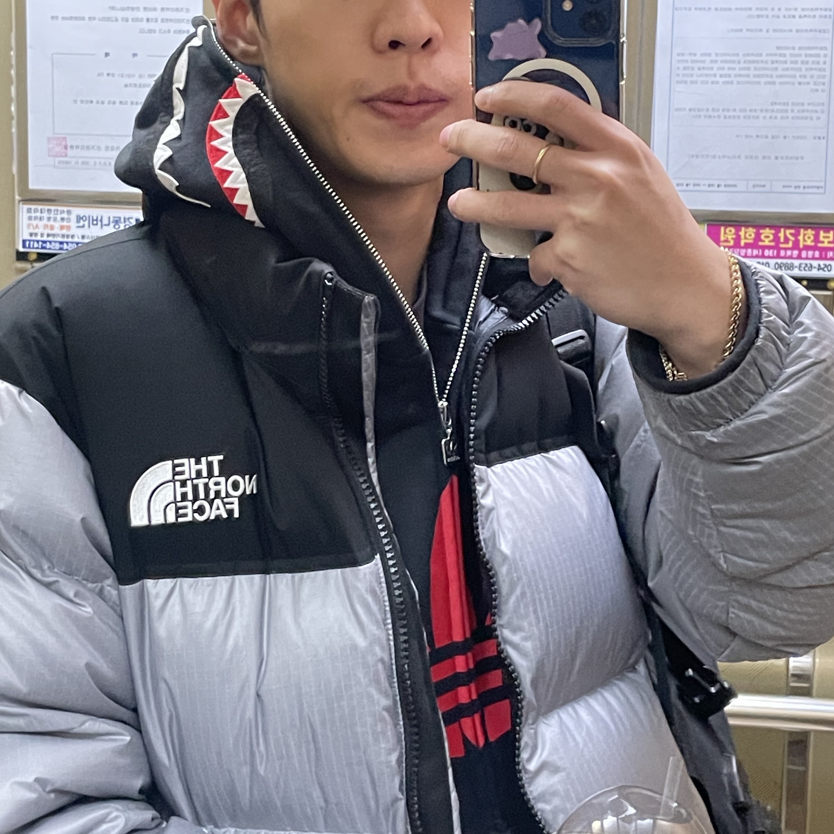 Adidas x BAPE Ultimate Shark Hoodie Black - KR Sizing 착용 스타일