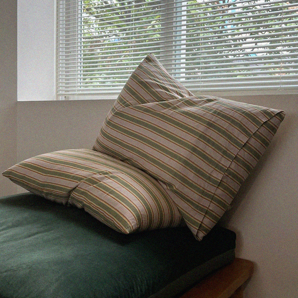 무성화 우디 그린 스트라이프 60수 순면 베개커버 50x70cm(MUSEONGHWA Woody Green Stripe 60 Pure Cotton Pillow Cover 50x70cm) - 6