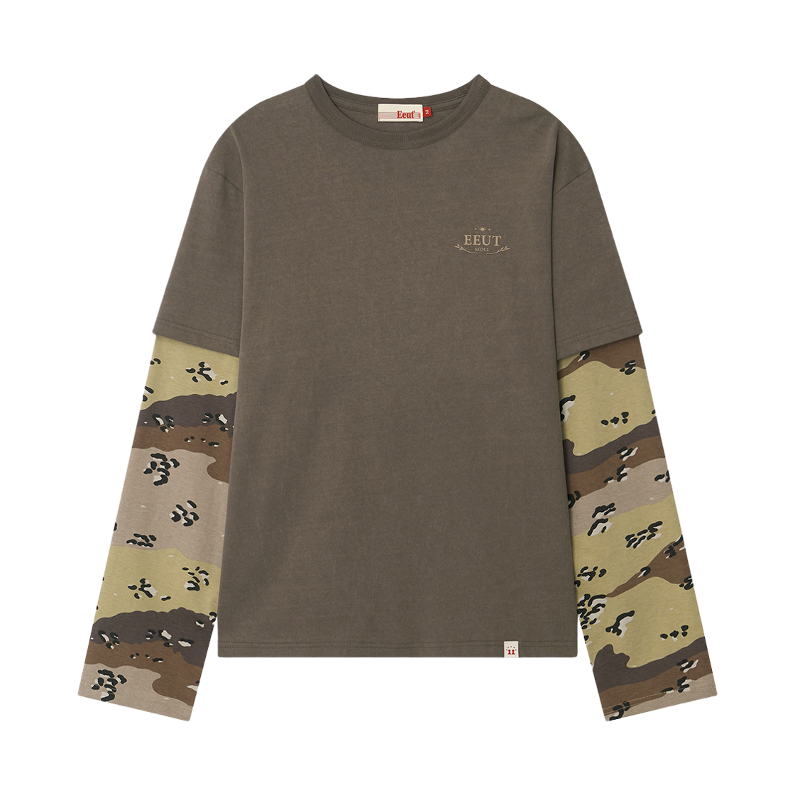 이우트 카모 레이어드 슬리브 티셔츠 브라운(EEUT Camo Layered Sleeve T-Shirt Brown)