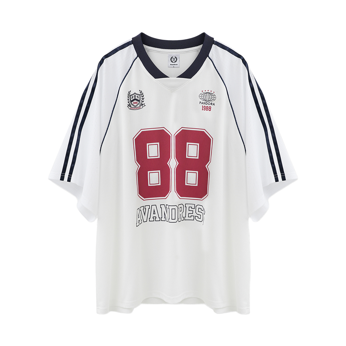 AV62TS52WH Avandress 88 Mesh Football Jersey T-Shirt White