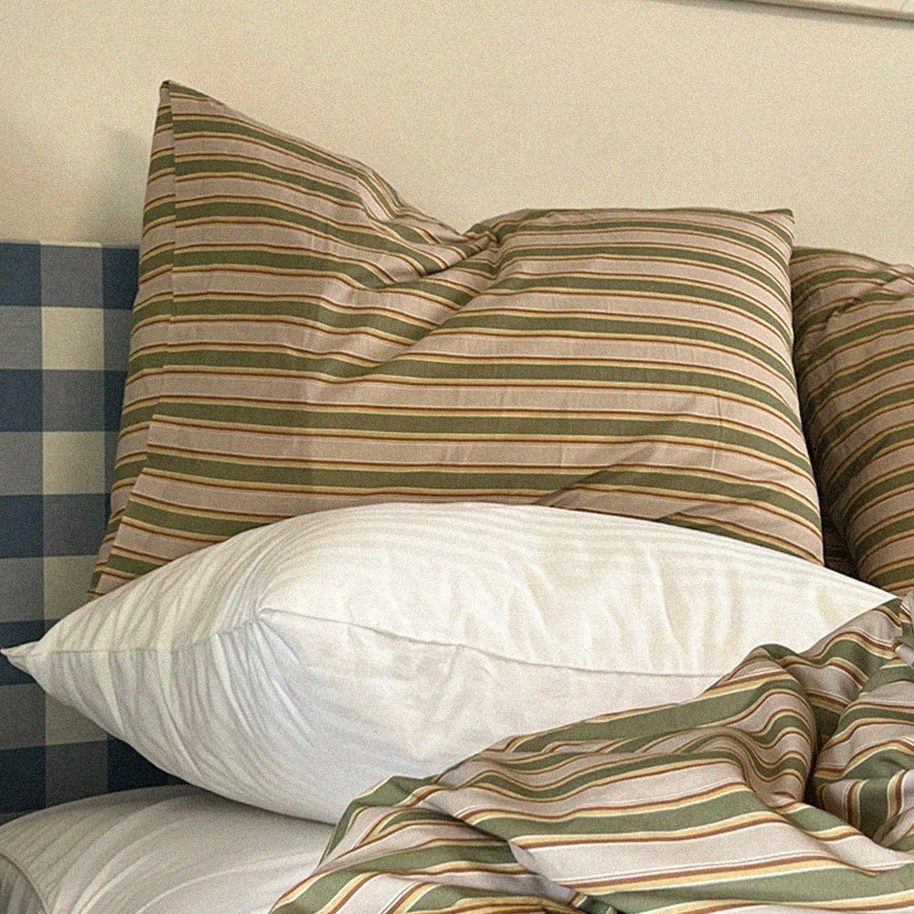 무성화 우디 그린 스트라이프 60수 순면 베개커버 50x70cm(MUSEONGHWA Woody Green Stripe 60 Pure Cotton Pillow Cover 50x70cm) - 2