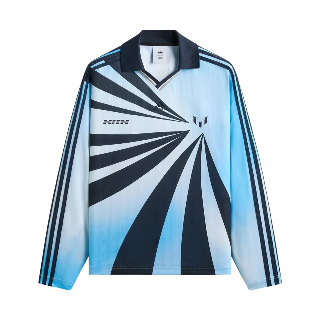 KR2694 Adidas x Kith x Messi Football Blue Goalkeeper Long Sleeve T-Shirt Blue - JP Sizing