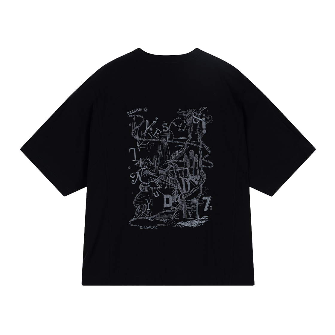 지오송지오  바이오모픽 아트워크 우븐 티셔츠 블랙 ZI5TS510BK(ZIOSONGZIO Biomorphic Artwork Woven T Shirt Black)