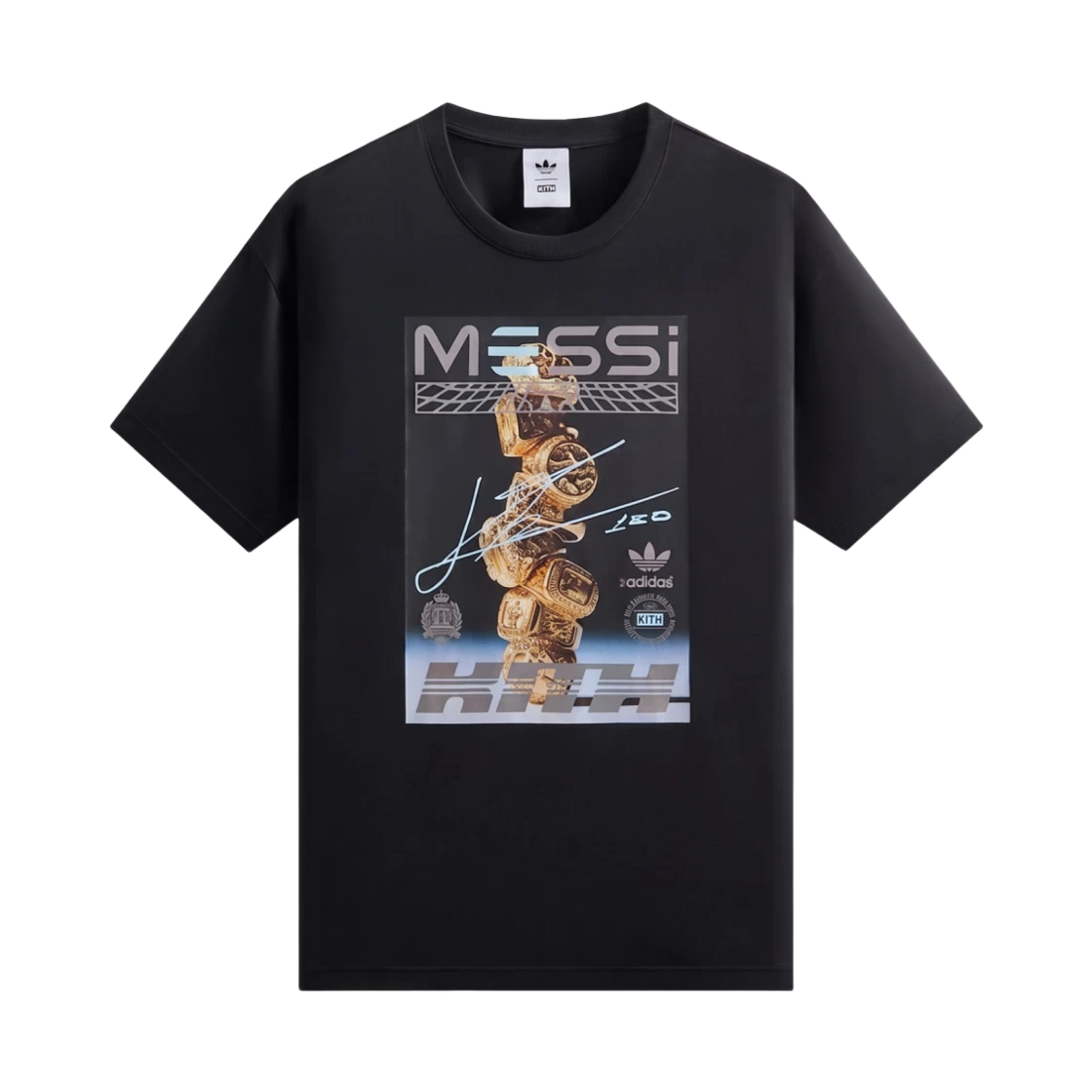KU4271 Adidas x Kith x Messi Football Graphic T-Shirt Black - JP Sizing