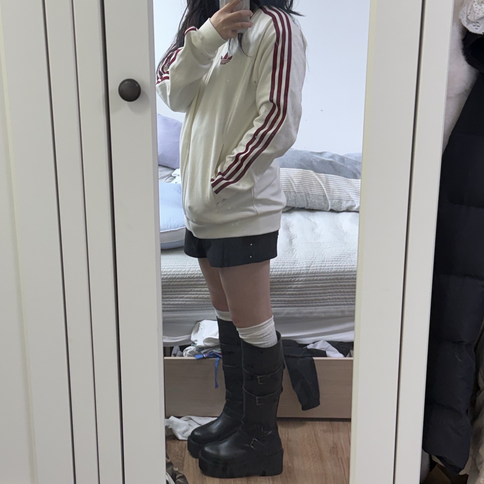 Adidas Spain Away Anthem Jacket Off White - KR Sizing (Non Marking Ver.) 착용 스타일 - 2