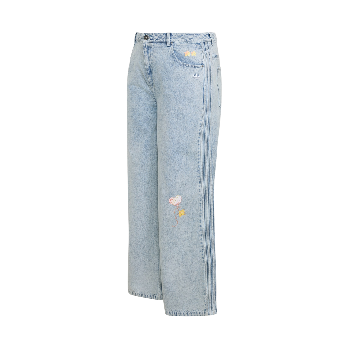 KQ6748 (W) Adidas x Care Bears High-Rise Wide Leg Denim Pants Clear Sky - KR Sizing