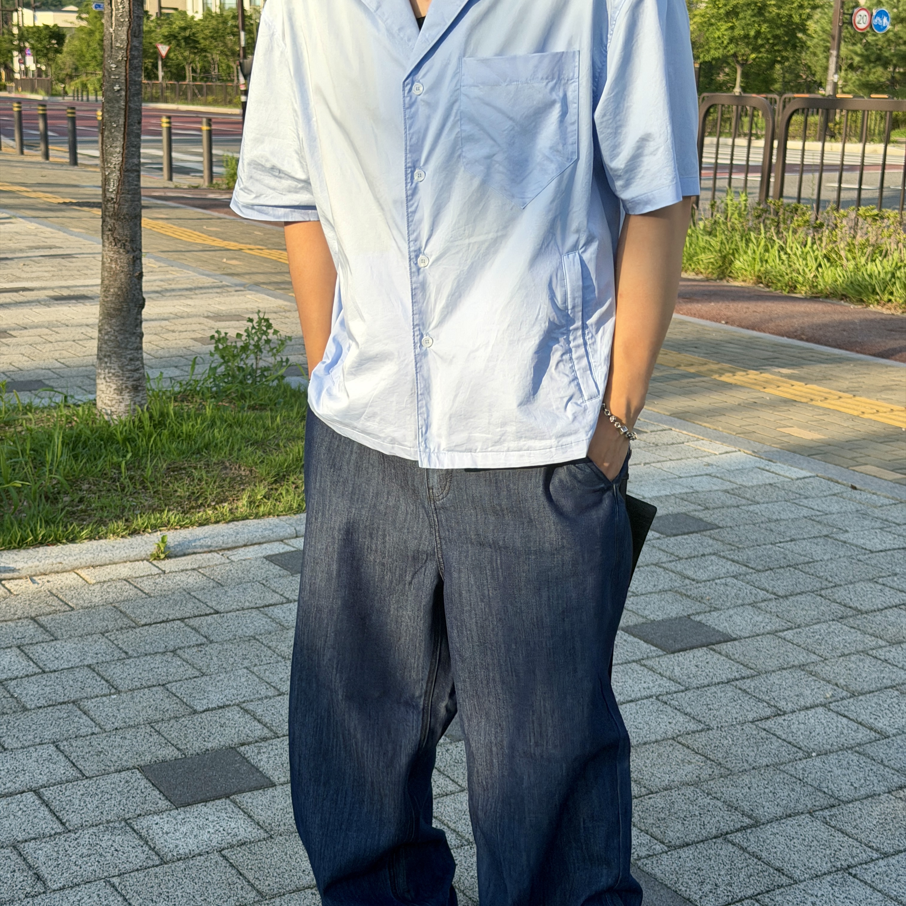 Nonnod Vacation Shirt Blue 착용 스타일 - 6
