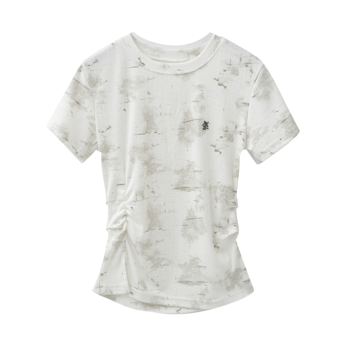 AD61TS04WH Avandress Zinna Fog Shirring Jacquard Tee White