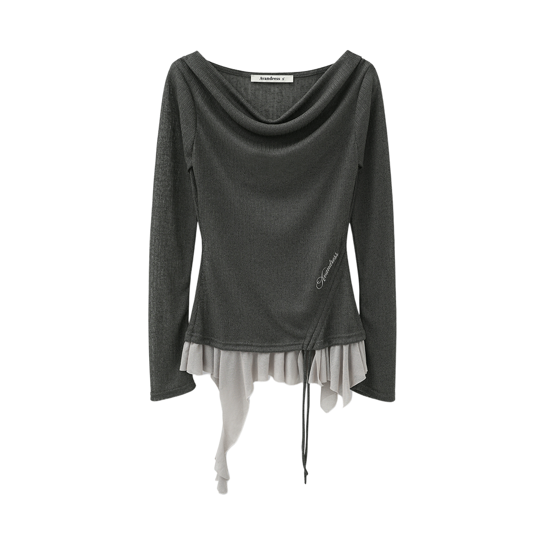 AD62TS09CH Avandress Aena Frill Drape Tee Charcoal