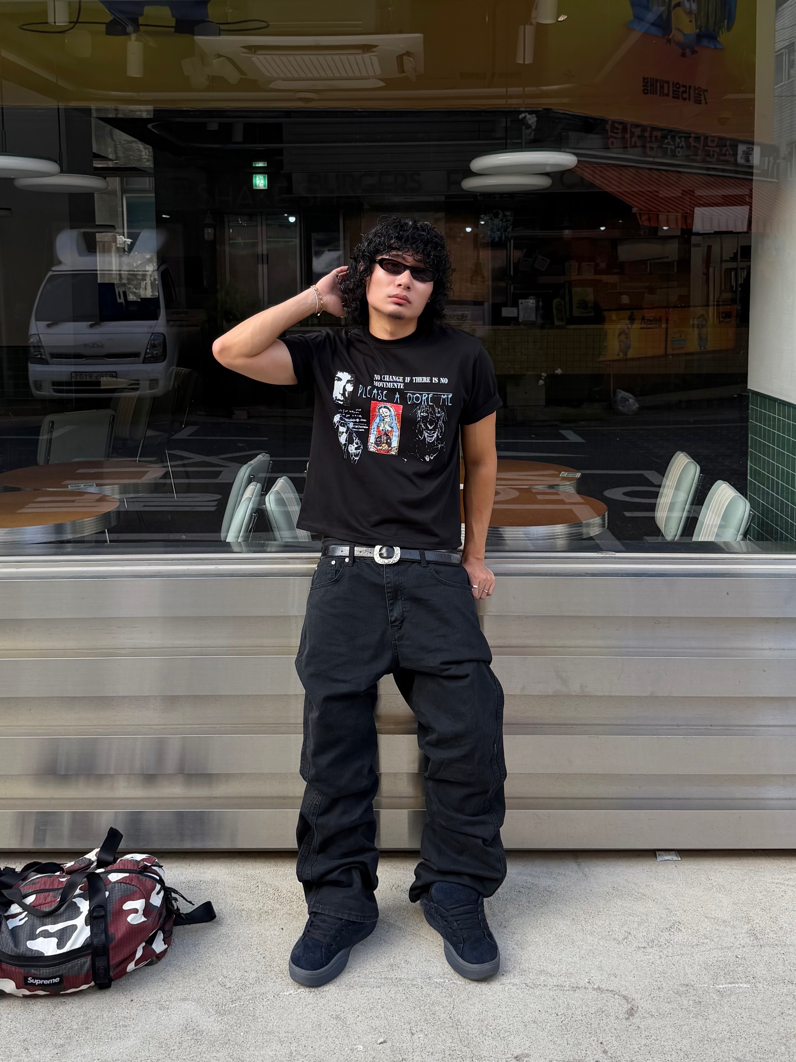 ERL Limited Edition Corduroy Vamp Pirate Black, ERL Vamp Skate Shoe Pirate Black 착용 스타일 - 1