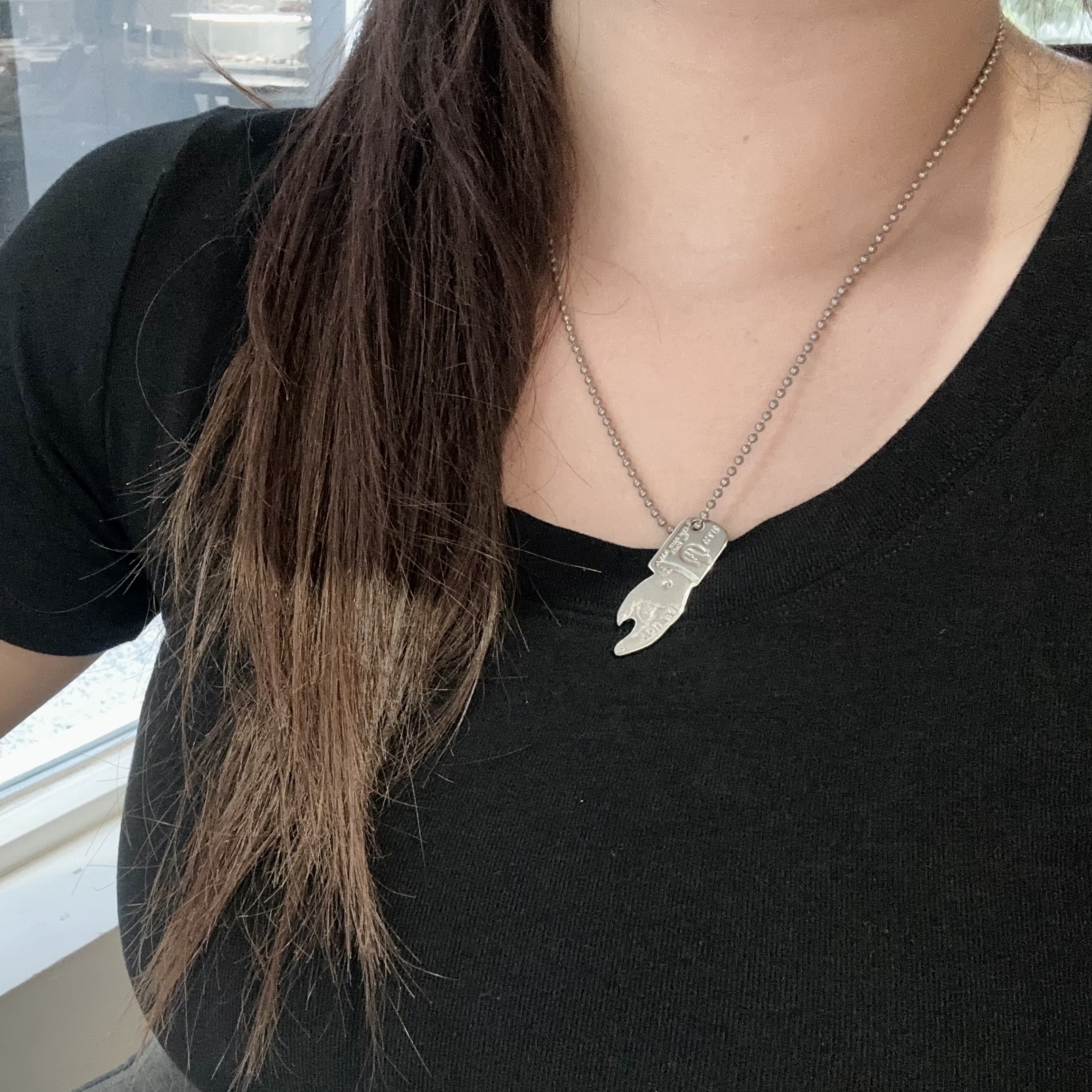 Hysteric Glamour You Pay Necklace Silver 착용 스타일