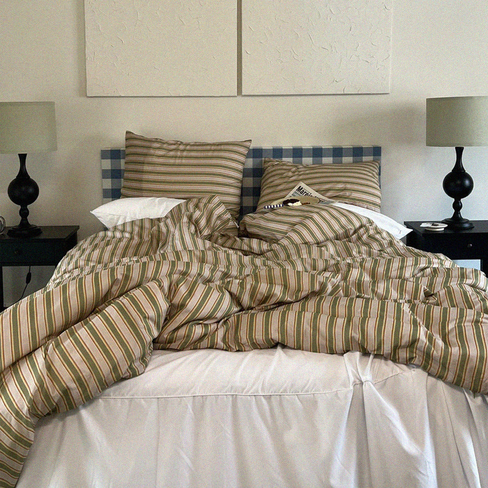 무성화 우디 그린 스트라이프 60수 순면 베개커버 50x70cm(MUSEONGHWA Woody Green Stripe 60 Pure Cotton Pillow Cover 50x70cm) - 3