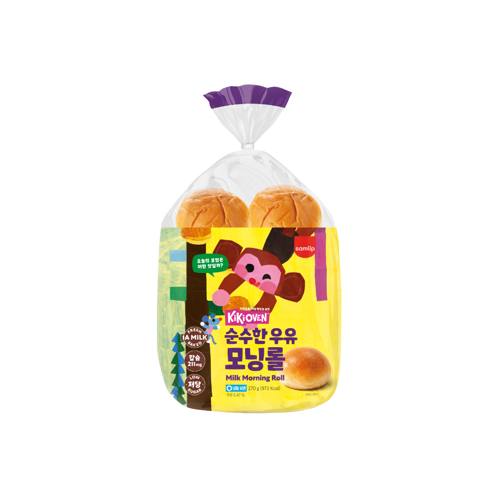 삼립 키키오븐 1A우유 모닝롤 270g 4봉(Samlip Kiki Oven 1A Milk Morning Roll 270 g 4 bags)