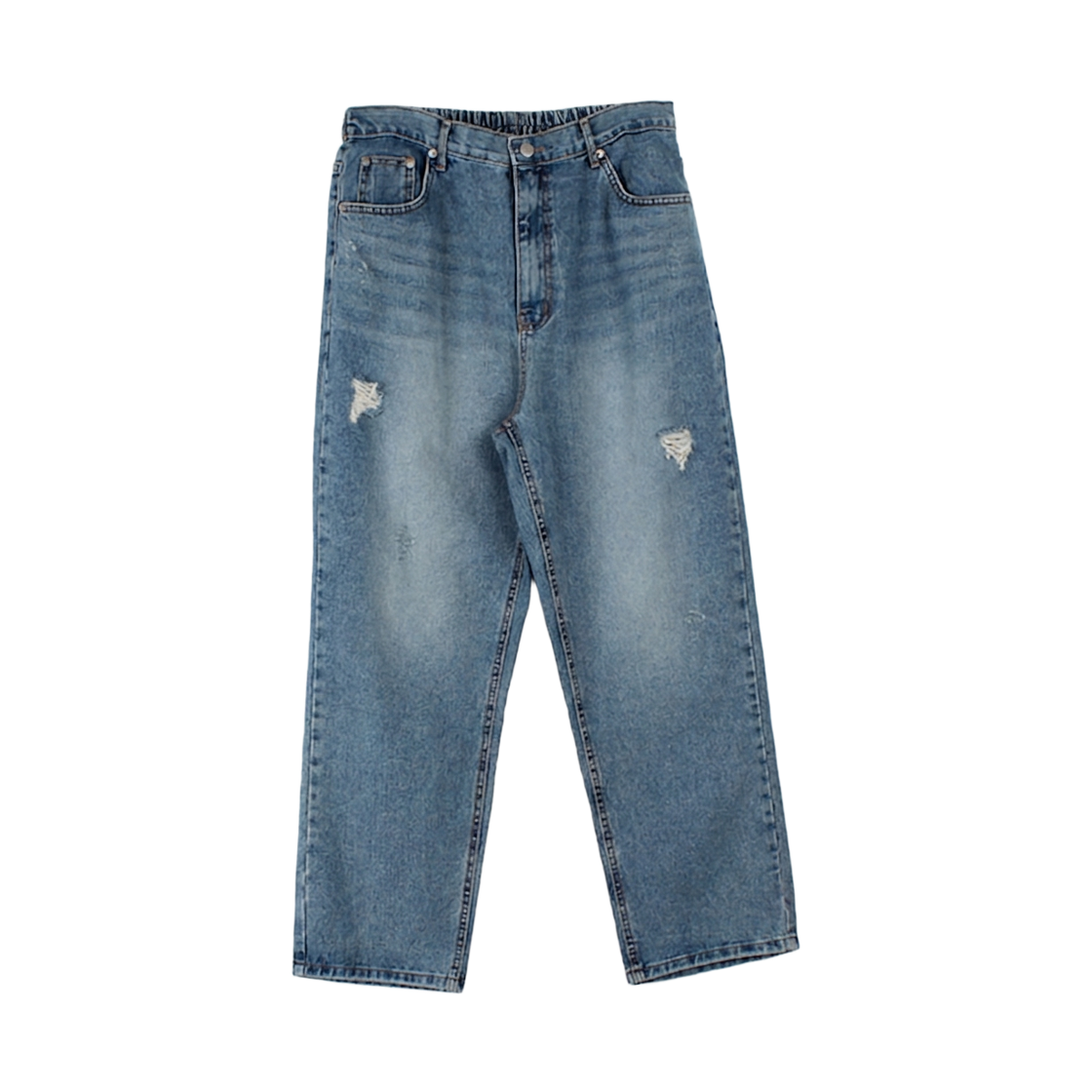 GC9401 GCLIP Back-Banding Washed Wide Straight Denim Pants