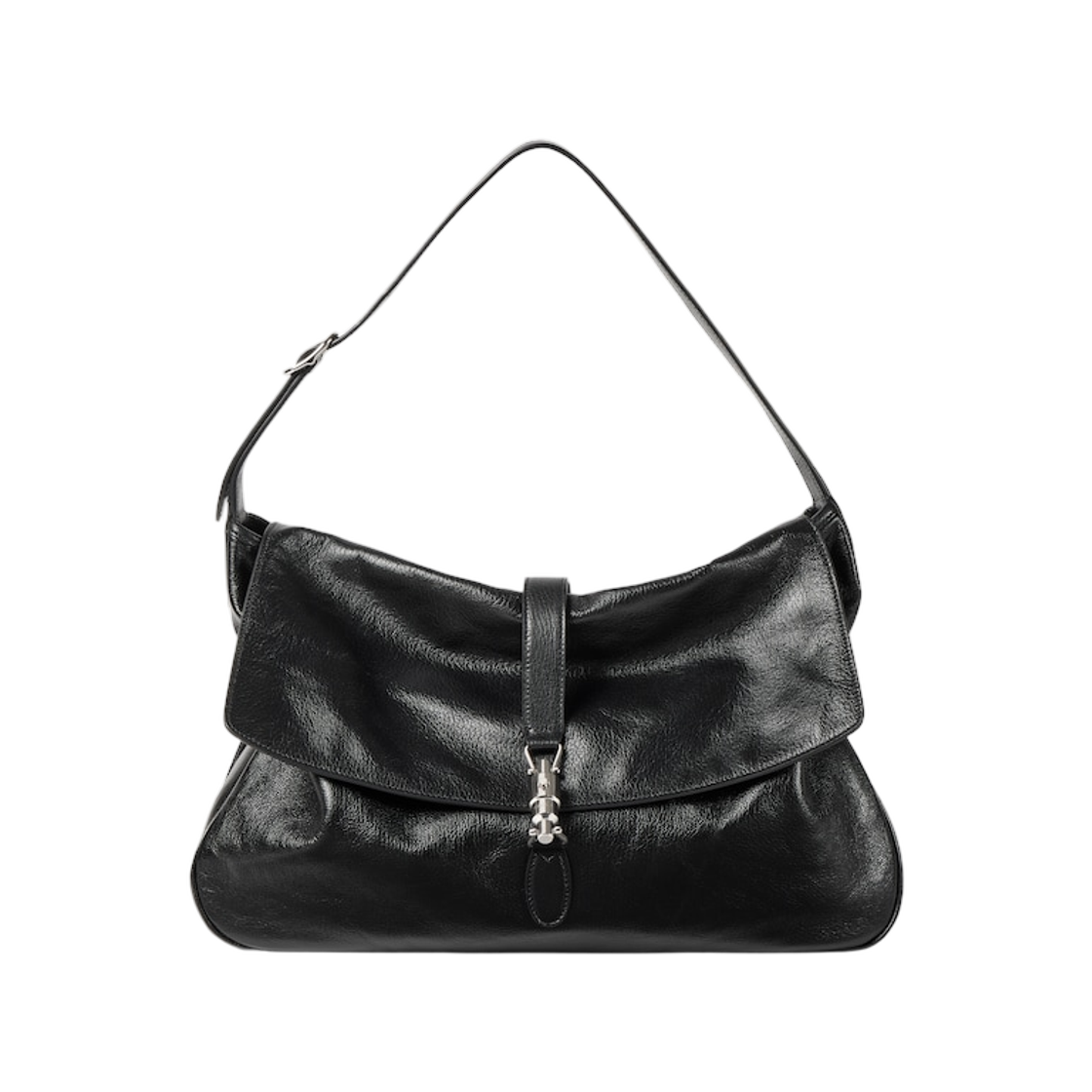 A005ZI-AAGVE-1000 Gucci Jackie Flap Large Crossbody Bag Black