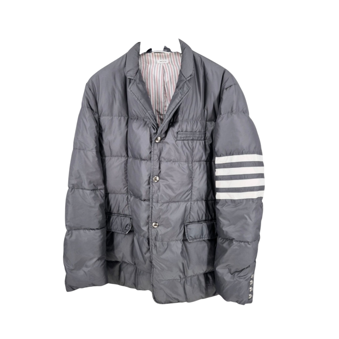 톰브라운 사선완장 패딩 블레이저 자켓 그레이(Thom Browne Asymmetric Padded Blazer Jacket Gray)