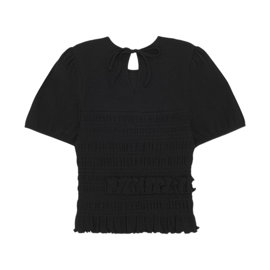 (W) 유니클로 x 세실리에 반센 셔링 볼륨 슬리브 티셔츠 블랙((W) Uniqlo x Cecilie Bahnsen Shirring Volume Sleeve T-Shirt Black) - 2