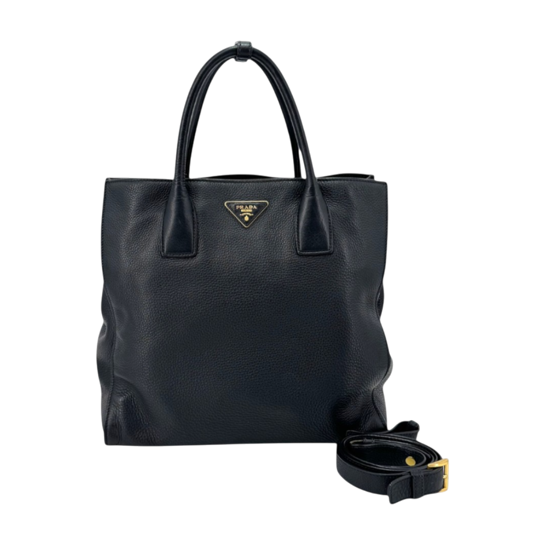 ITQFPOFJKHCL Prada Vitello Daino Tote Shoulder Bag Black