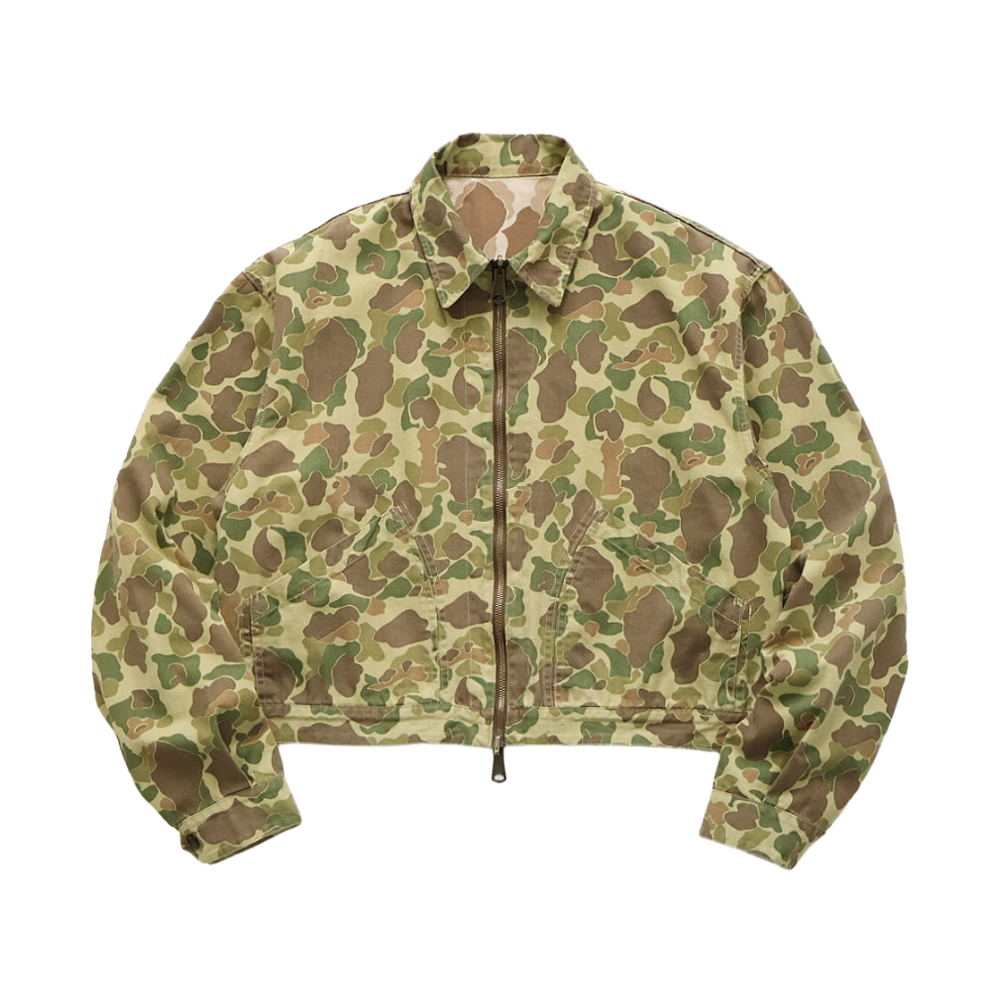 K2605LJ189 Kapital Hunter Camo Herringbone Reversible Drizzler Jacket Hunter Camouflage