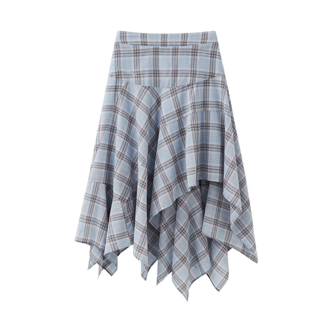 어반드레스 라이라 언발란스 체크 미디 스커트 블루(Avandress Lyra Unbalanced Check Midi Skirt Blue) - 1