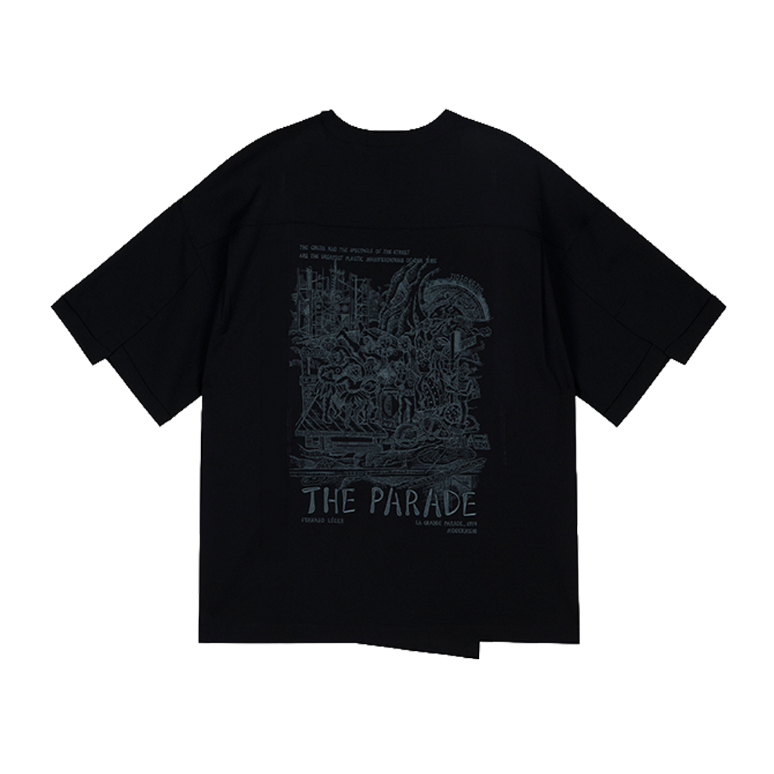 지오송지오 컬렉션 퍼레이드 아트워크 우븐 티셔츠 블랙 BI5TS501BK(ZIOSONGZIO COLLECTION Parade Artwork Woven T Shirt Black)