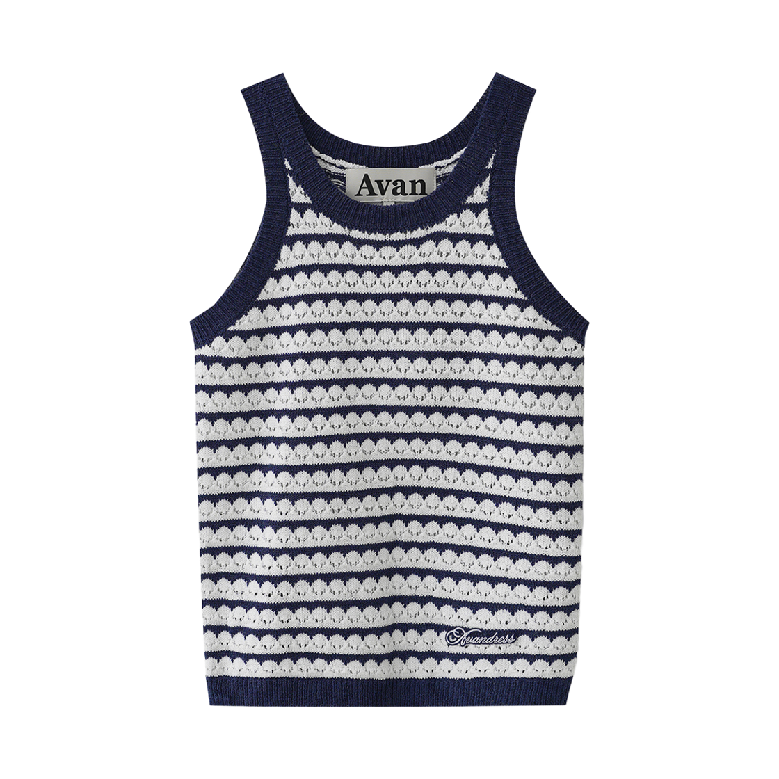 어반드레스 뮤 펀칭 니트 슬리브리스 네이비(Avandress Mu Punching Knit Sleeveless Navy)