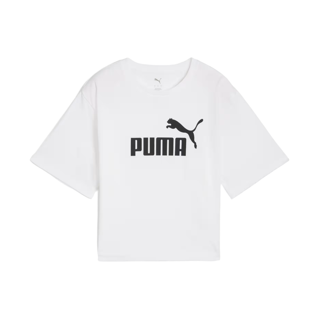684972-02 (W) Puma Essentials Cropped No.1 Logo Relaxed T-Shirt White