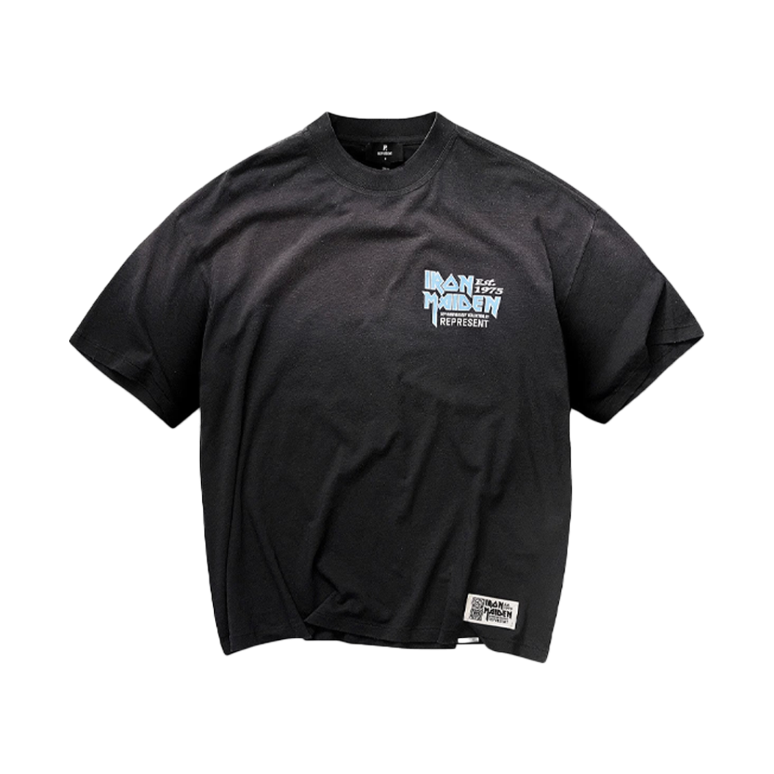 리프레젠트 x 아이언 메이든 기념 티셔츠 스테인드 블랙 - 25FW(Represent x Iron Maiden Anniversary T-Shirt Stained Black - 25FW)